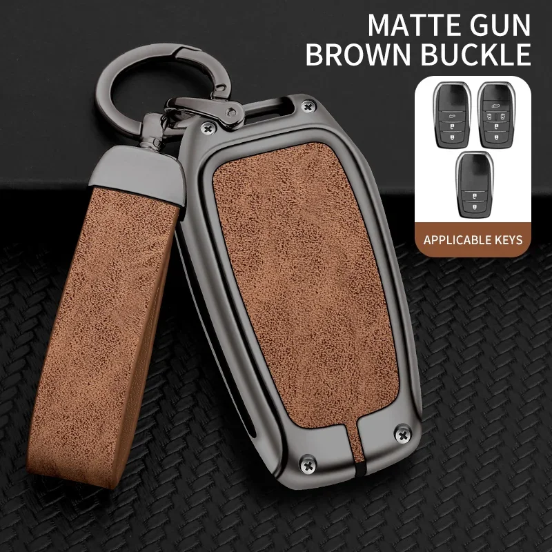 

Новый кожаный чехол для ключей из цинкового сплава для Toyota CHR Hilux Fortuner Land Cruiser 200 Camry Corolla Crown RAV4 Highland