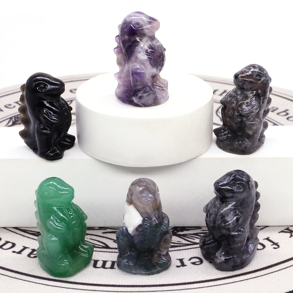 

1.2" Mini King of Monsters God Zilla Statue Natural Crystal Stone Quartz Cartoon Gemstone Carved Healing Home Room Decor Gift