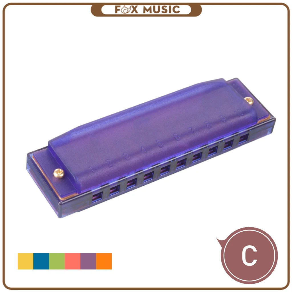 

Colorful Harmonica Standard Key of C 10-Hole 20 Tones Diatonic Harmonica For Kids Beginners Students Musical Gift