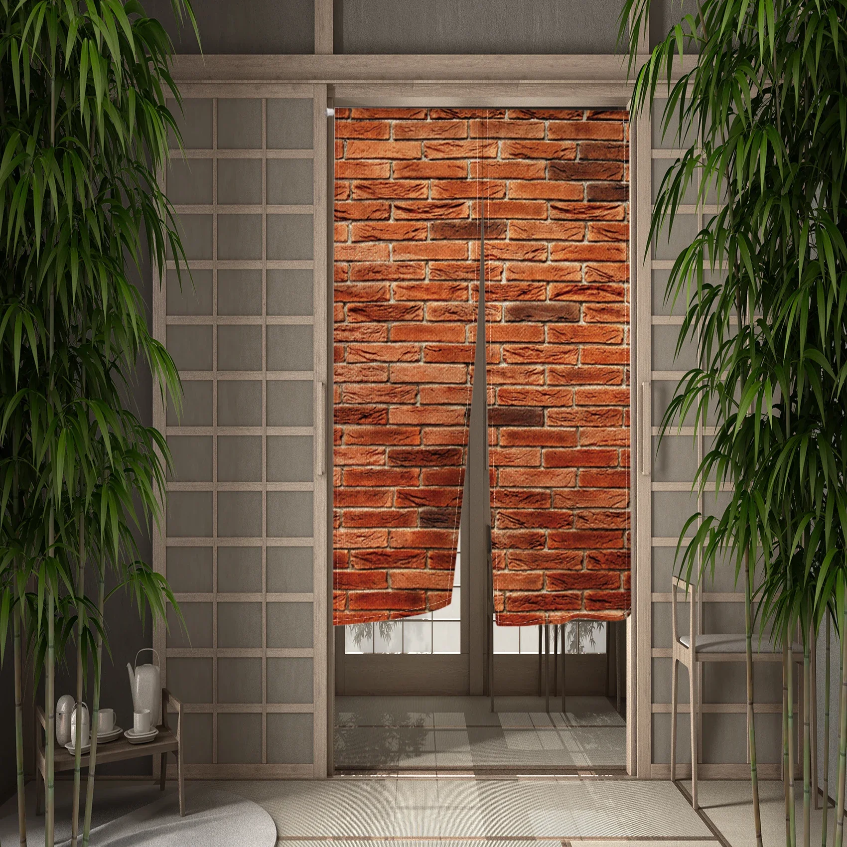 Японская дверная занавеска Noren из льна