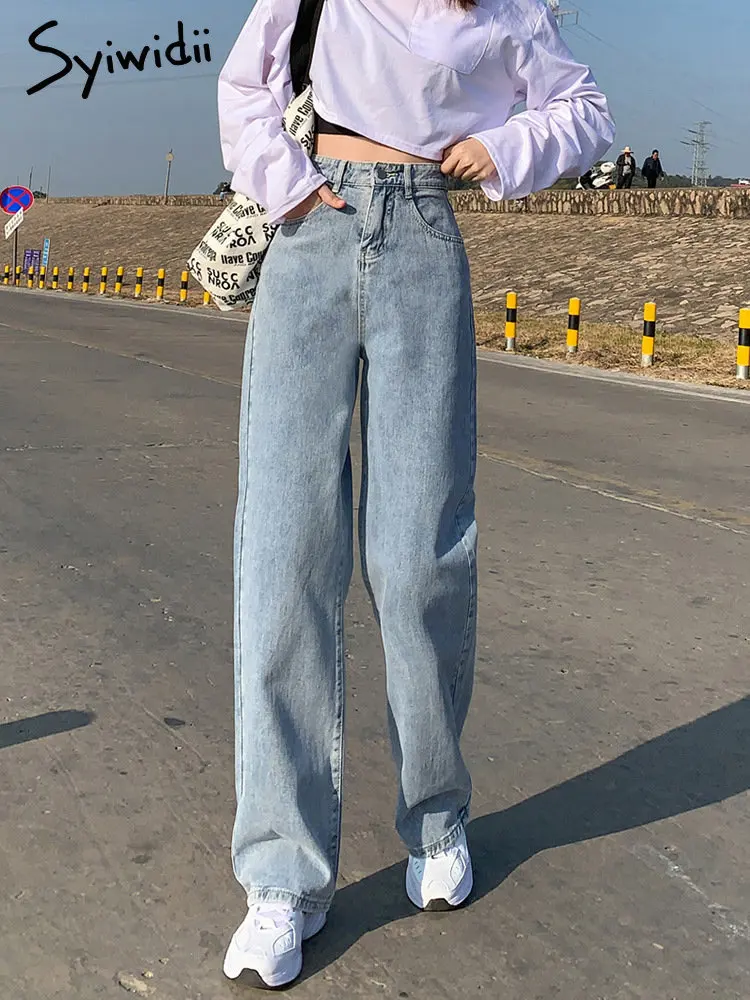 Syiwidii джинсы с широкими штанинами для женщин мешковатые джинсовые брюки высокой