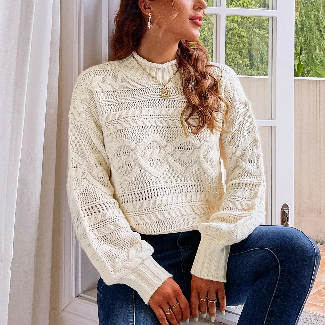 

Boho Oversize Knitted Pullovers Coat Vintage Solid Autumn Sweater 2022 Casual O-neck Long Sleeve Pullover Sweaters for Women