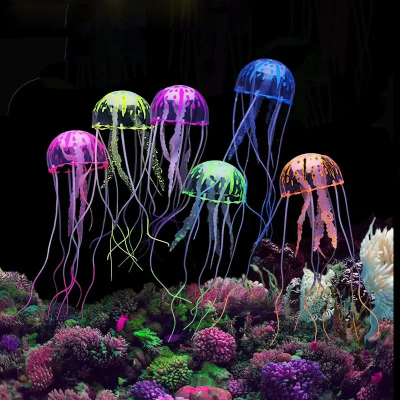 

Aquarium Decoration Fish Tank Decorations Luminous Simulation Jellyfish Silicone Fluorescent Fake Fish Aquarium Landscaping