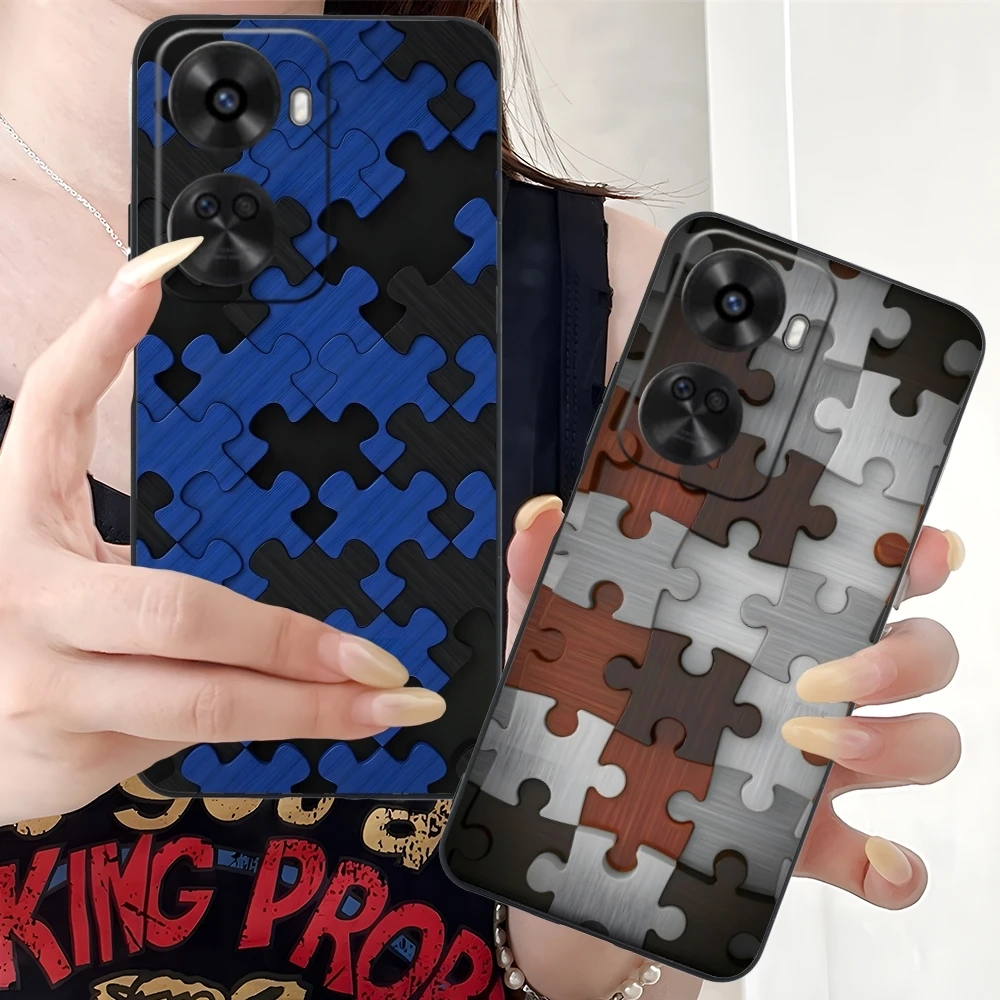 Чехол для мобильного телефона Puzzle Pretty Fashion Huawei Nova 12 11 10 9 8 7 Pro SE 5G черный мягкий