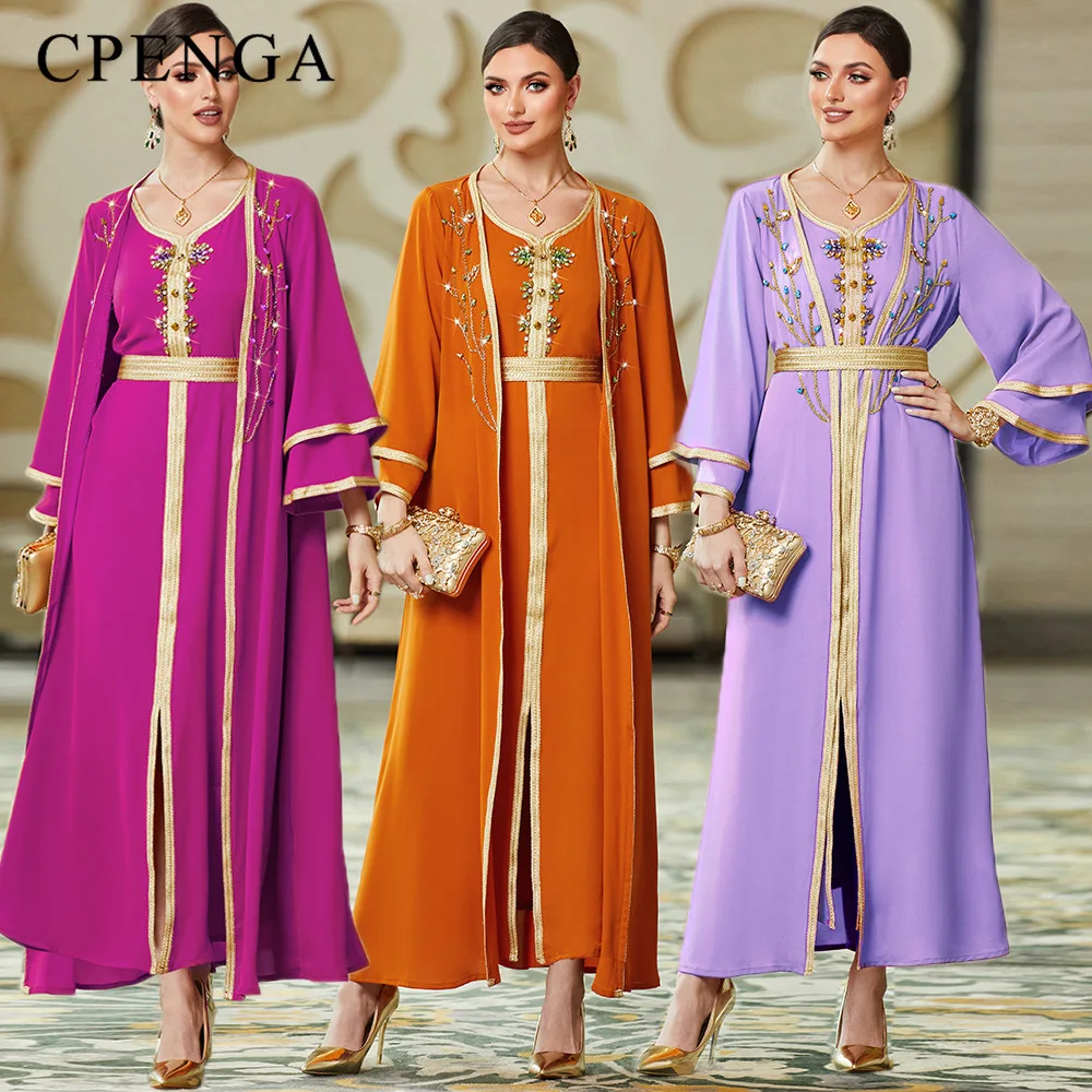 

Luxury Moroccan Kaftan Turkey Dress Muslim Women Dubai Abaya Jalabiya Marocain Arabic Femme Party Dresses Eid Islamic Clothing