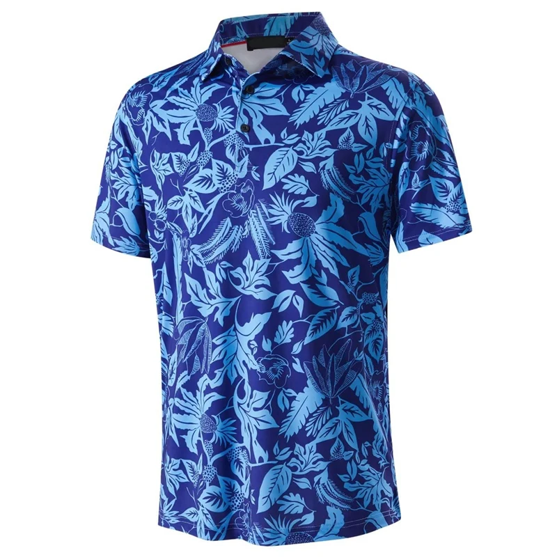 Фото Flower Tree Leaf 3D Printed Casual Polo Shirt For Men Hawaii Vacations Oversized Short Sleeves T-shirt Summer Trend Lapel Tops №3