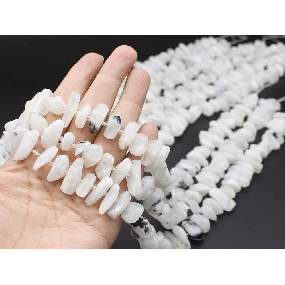 

Natural Smooth Blue Light Moonstone irregular loose Stone Beads For DIY necklace bracelet jewelry make 15 "free delivery