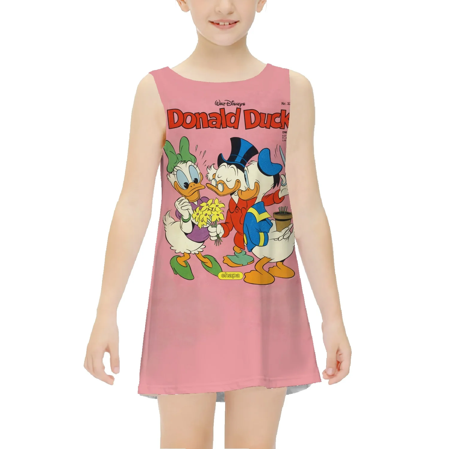 Disney Donald Duck Sleeveless Skirt Summer Girls Fashion Print Basketball Vest Skirt Small Sleeveless Thin T Skirt
