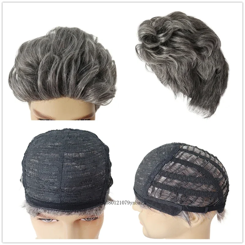 Синтетические короткие стрижки волос серые парики для мужчин термостойкие