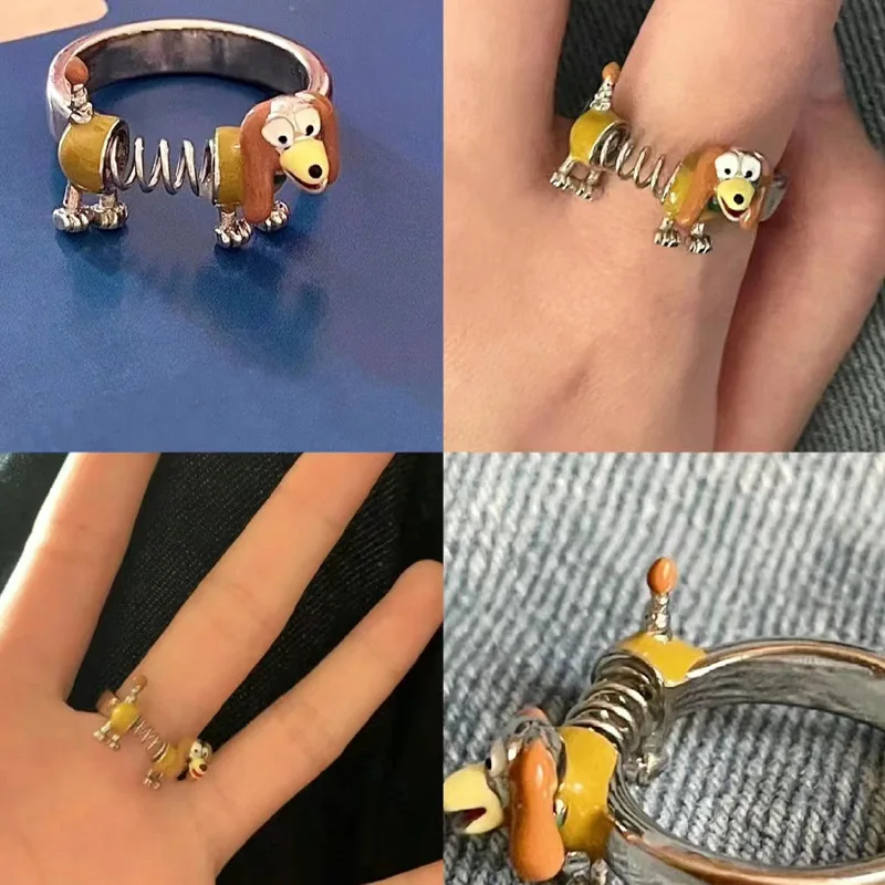 

Disney Movie Toy Story Cartoon Slinky Dog Ring Adjustable Metal Rings For Women And Girl Cute Party Accessories Jewelry Gifts