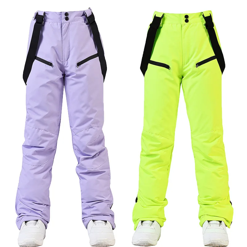 Winter New Ski Pants Women Men Overalls Thickened Warm Snow Pants Windproof Waterproof Outdoor Sports Snowboard Suits Trousers