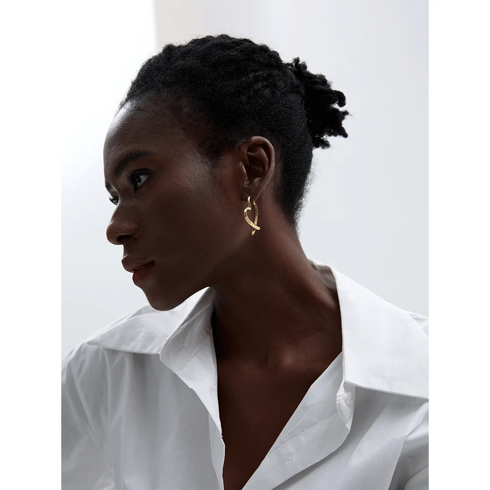 Съемные минималистичные полые серьги-кольца Yhpup из нержавеющей стали с сердцем и