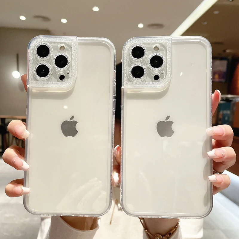 

Luxury Transparent Glitter Shockproof Case For iPhone 13 Pro Max 12 11 X XS XR 7 8 Plus SE 2020 Clear Soft Silicone Back Cover