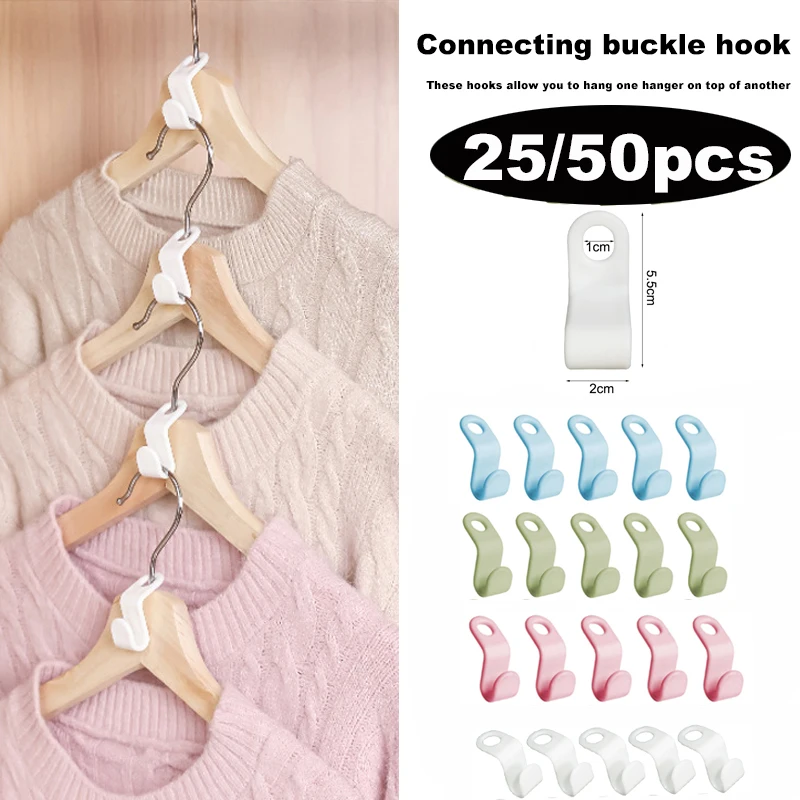 

For Coat 25/50 Clothes Cascading Extendable Plastic Hooks Closet Hanger Holder Space Connector Wardrobe Saving Hanger Mini Home