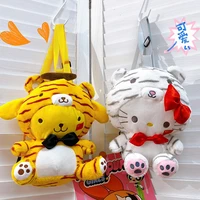 sanrio plush bag korean cartoon anime hello kitty cinnamoroll doll toy fluffy rabbit contrasting color backpack gift for kids