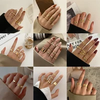 kotik bohemian gold color wide rings set for women girls hollow butterfly heart moon finger tail rings bijoux jewelry gifts