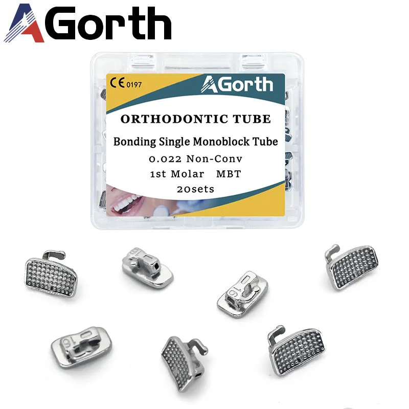 

80Pcs/Box Dental Orthodontic Buccal Tube 1st 2nd Molar Bondable Monoblock Non-Convertible Roth MBT 0.022 Dentistry Material