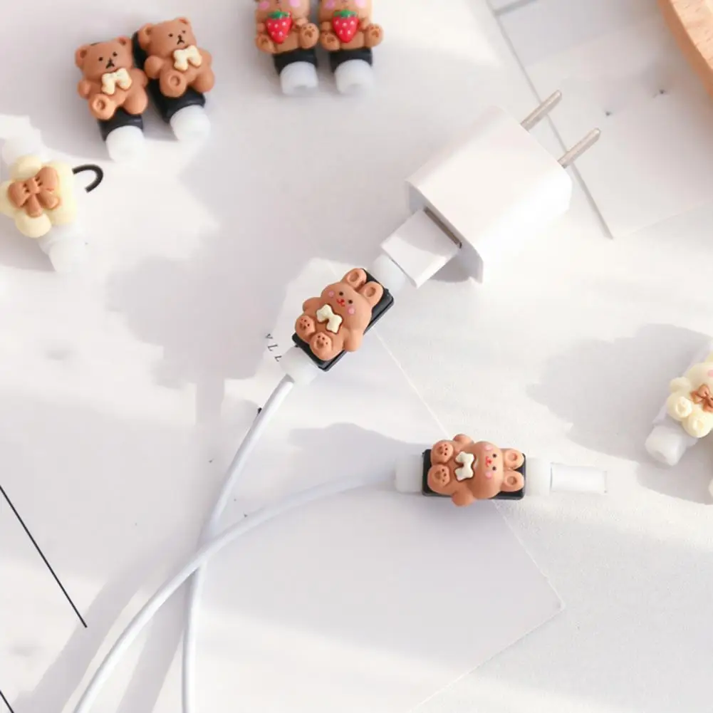 

1 Pair Adorable Cute Cartoon Earphone Data Line Protector Wire Saver Data Cord Protective Case Portable Easy Installation