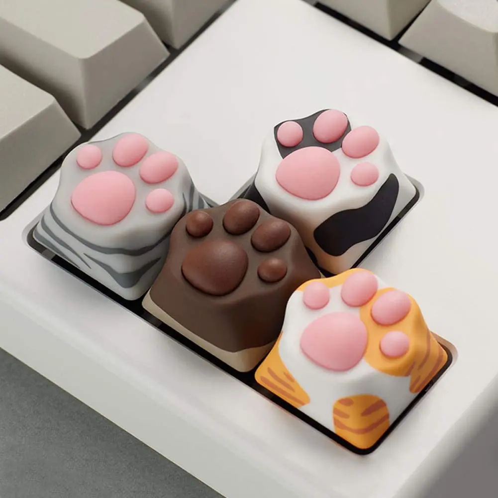 

ABS Silicone Kitty Paw Artisan Cat Paws Pad Keyboard KeyCaps For Cherry MX Switches Personality Soft Feel Cat Keycap