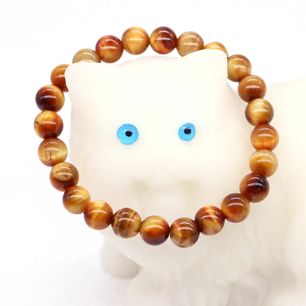 Браслет из натурального золотого камня тигрового глаза для женщин и мужчин