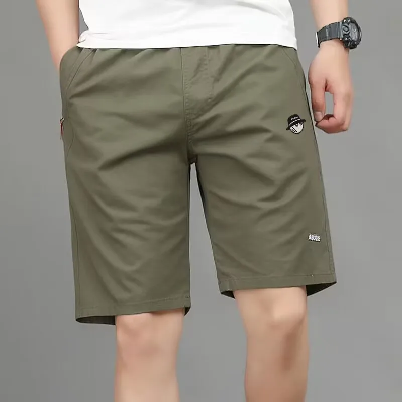 Embroidered Cotton Shorts Men's 2023 Summer Golf Medium Pants Loose Casual Straight Trend Outside To Wear Nickel Pants