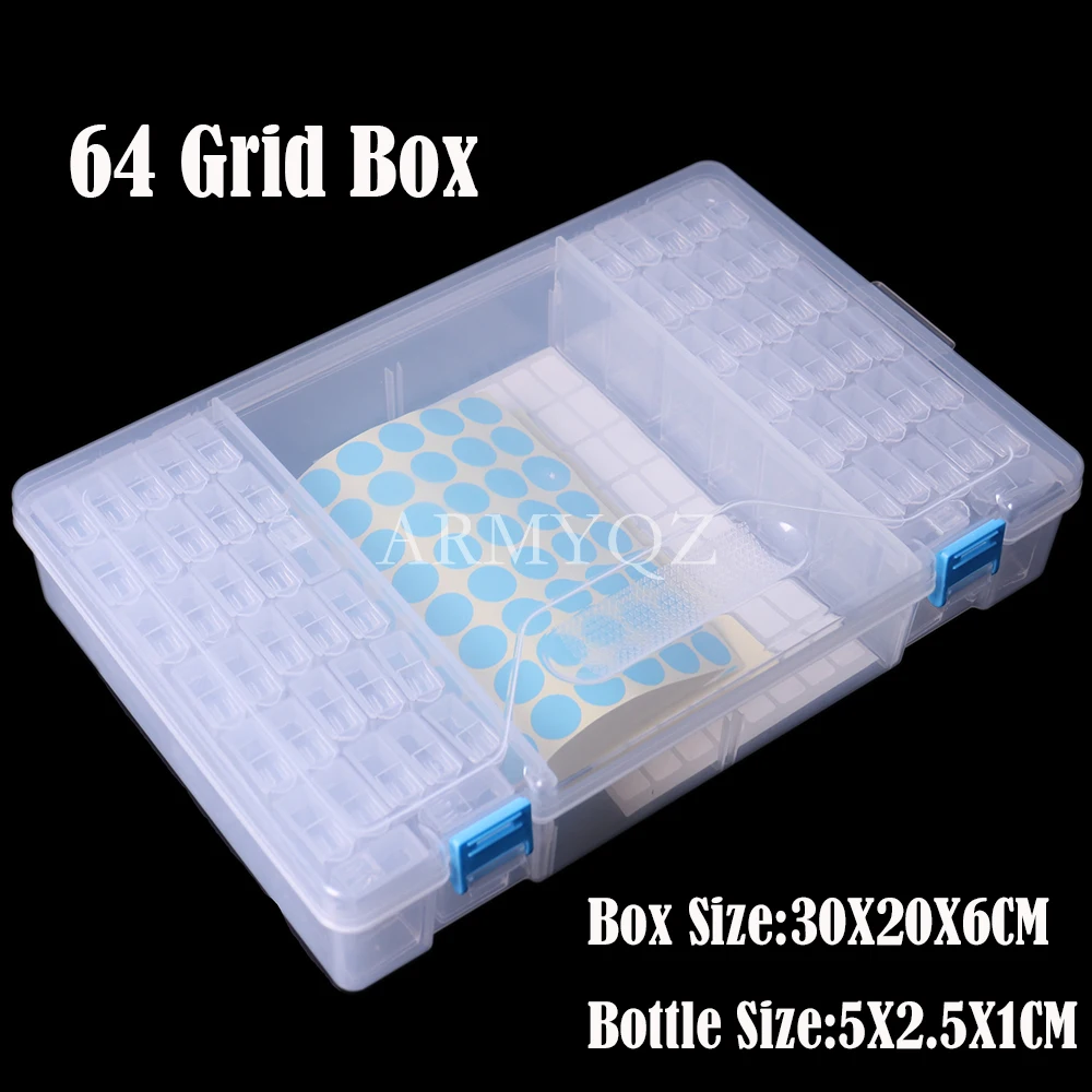 

New Kits Diamond Painting Tools Storage Box Diamond Embroidery Accessories Plastics Boxes 64 Bottle Organizer Storages 56 Cells
