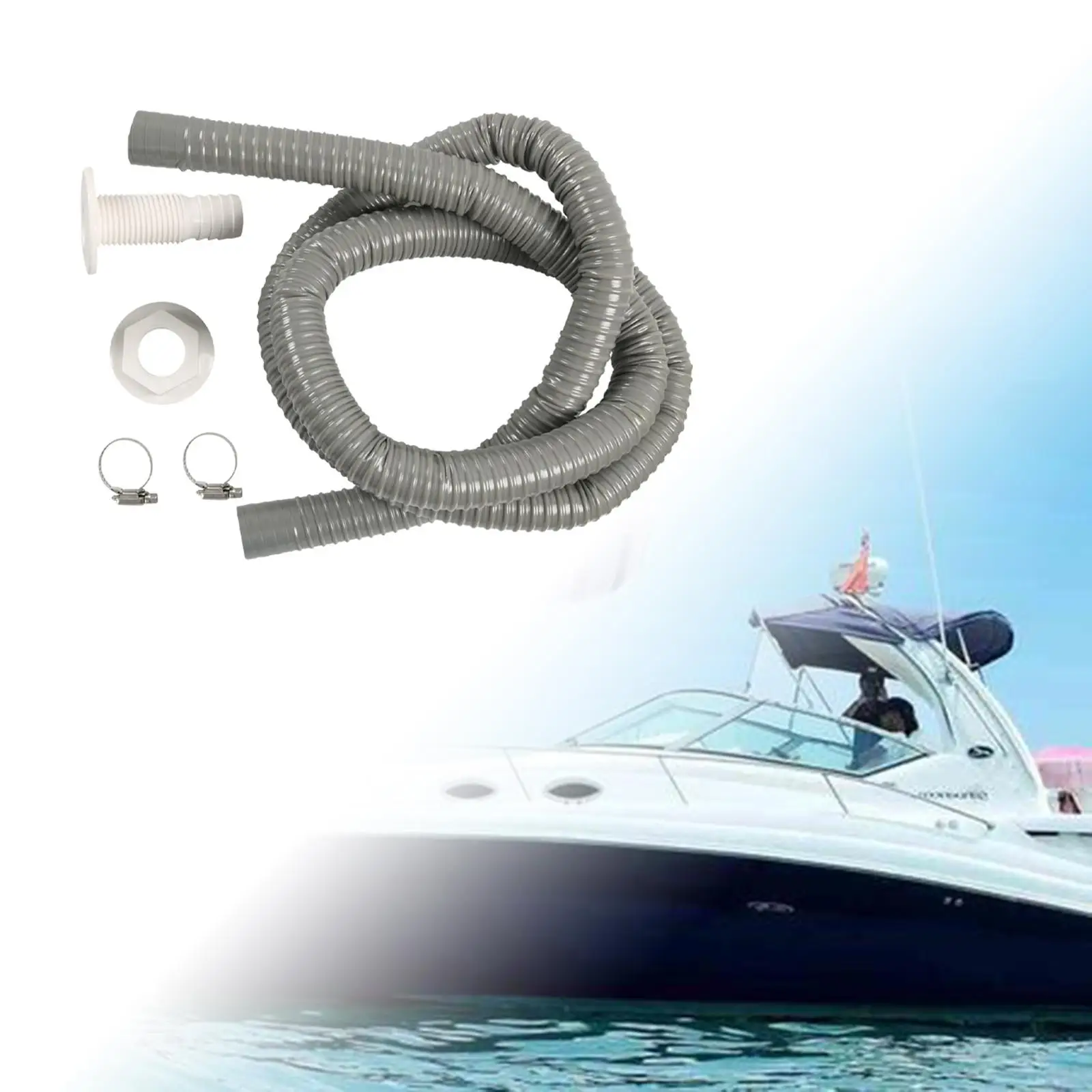

1-1/8 inch Marine Bilge Pump Kit Includes 6 ft. Hose, 2 Hose Clamps, and thru Hull Fitting Heavy Duty Boat Bilge Water Pump Kit