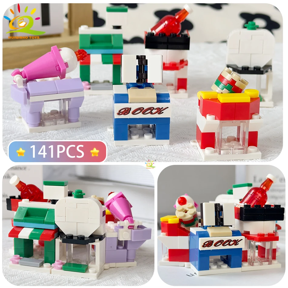 HUIQIBAO Moc архитектурный уличный вид строительные блоки ресторанный магазин