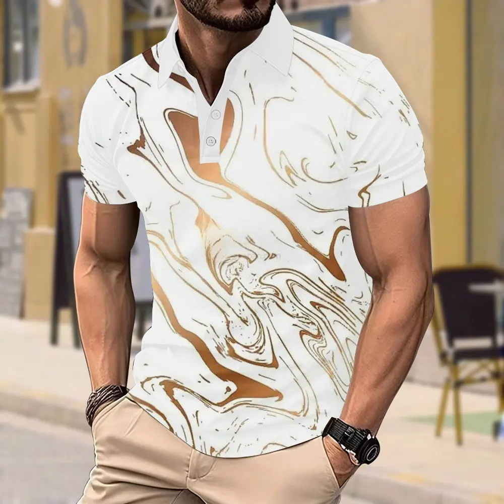 Элегантная и модная мужская рубашка-поло повседневная футболка в полоску с