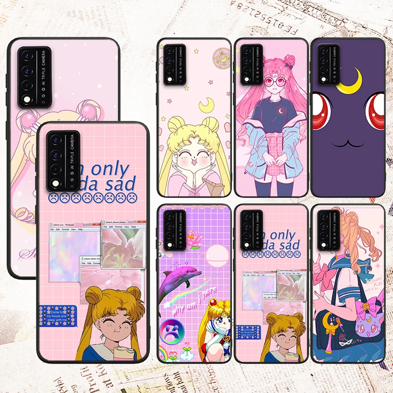 

Anime Sailor Moon Girl For T-Mobile REVVL V+ 5G 4 REVVL V Plus 5G 4+ Black Phone Case Shockproof Soft Silicone Cover Capa
