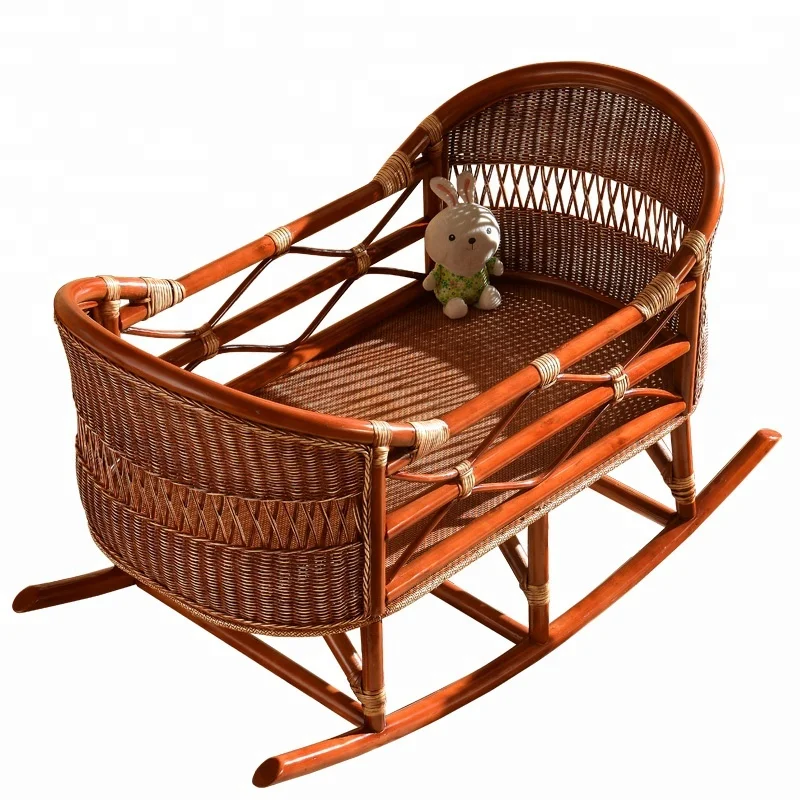 

Sale Natural Rattan Baby Rocking Crib Wicker Baby Bed Crib Baby Cradle