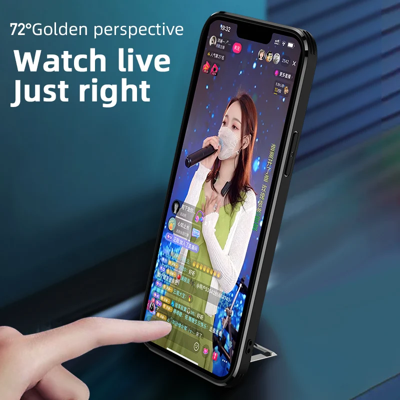 Hidden Lever Phone Holder Phone Case Lens All Inclusive Support Wireless Charging Protective Case for iPhone 14 13 Pro Max Cover