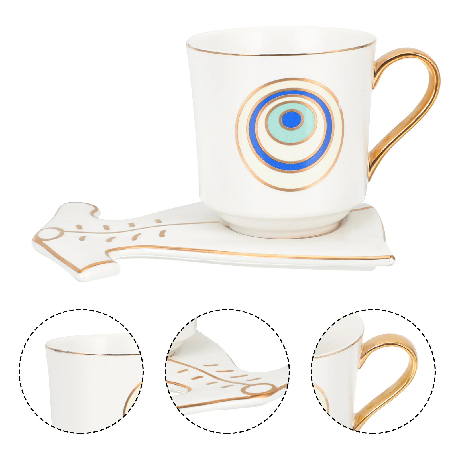 

Cup Eye Coffee Tea Evil Mug Set Cups Espressoporcelain Saucer Hamsacappuccino Ceramic Dish Saucers Decor Turkish Trinket Home