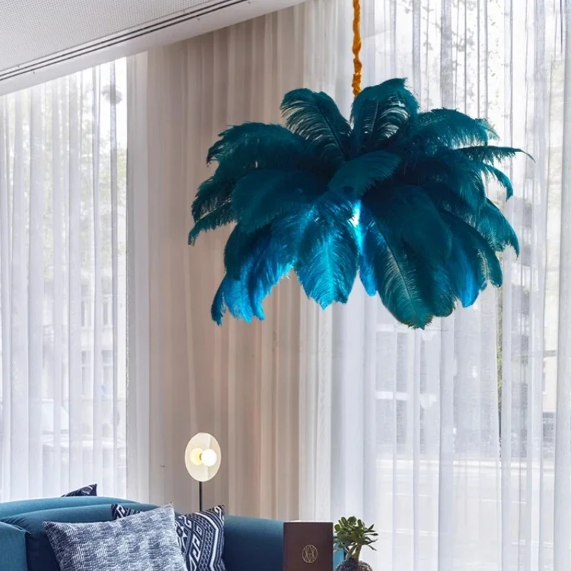 Фото Плафонье LED en Plumes d'Autruche au Design Nordique, Светильник Décoratif d'Nik, Idéal pour un Salon ou une Chambre à Coucher №1
