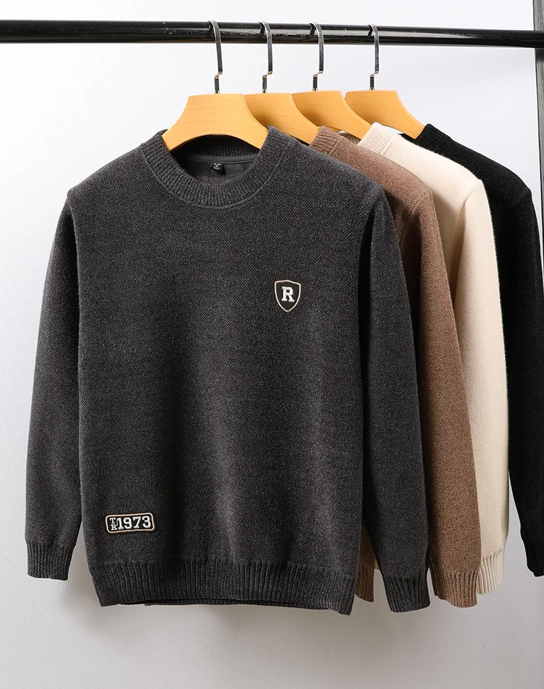

2023 Luxury Spring and Autumn Warm Men's Round Neck Pullover Casual Chenille Sweater Embroidered Design Long-sleeved M-4XL