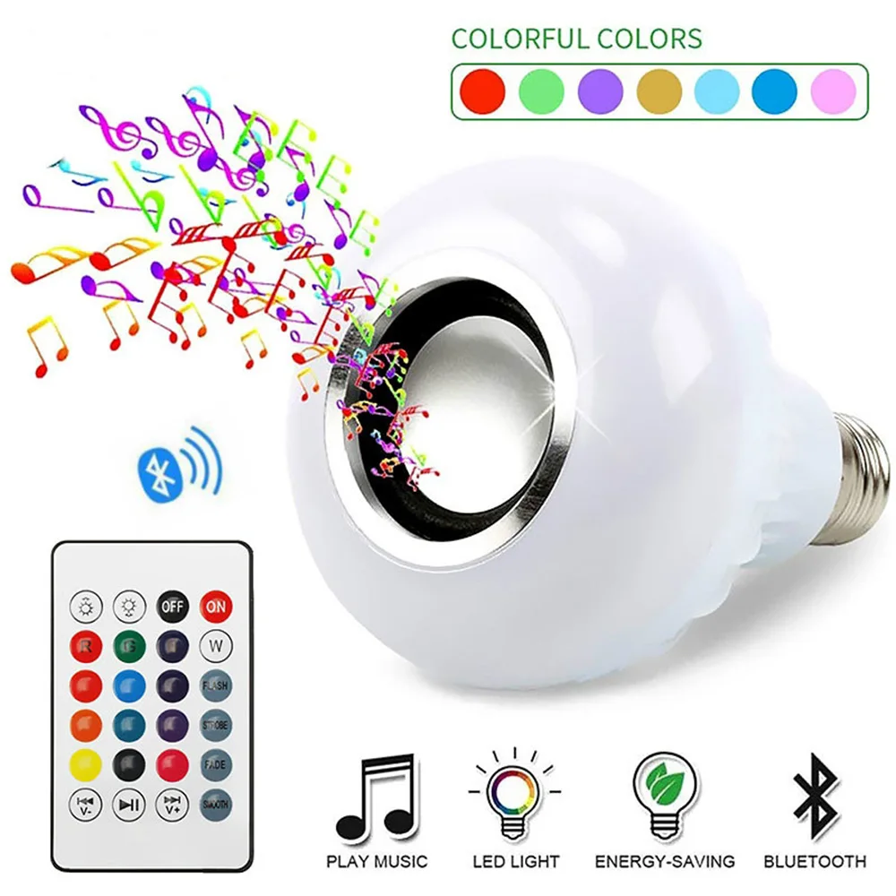 

E27 Bluetooth Music Bulb Light Remote Control LED Smart Bulb Color Changing LED Smart Light Bulb Night Light 110V 220V for Home