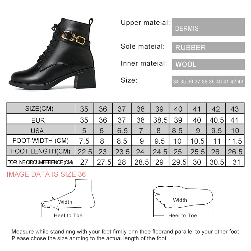 AIYUQI Winter Boots Women Wool Warm 2023 New Genuine Leather Women Marton Boots British Style Lace-up Large Size Booties Women