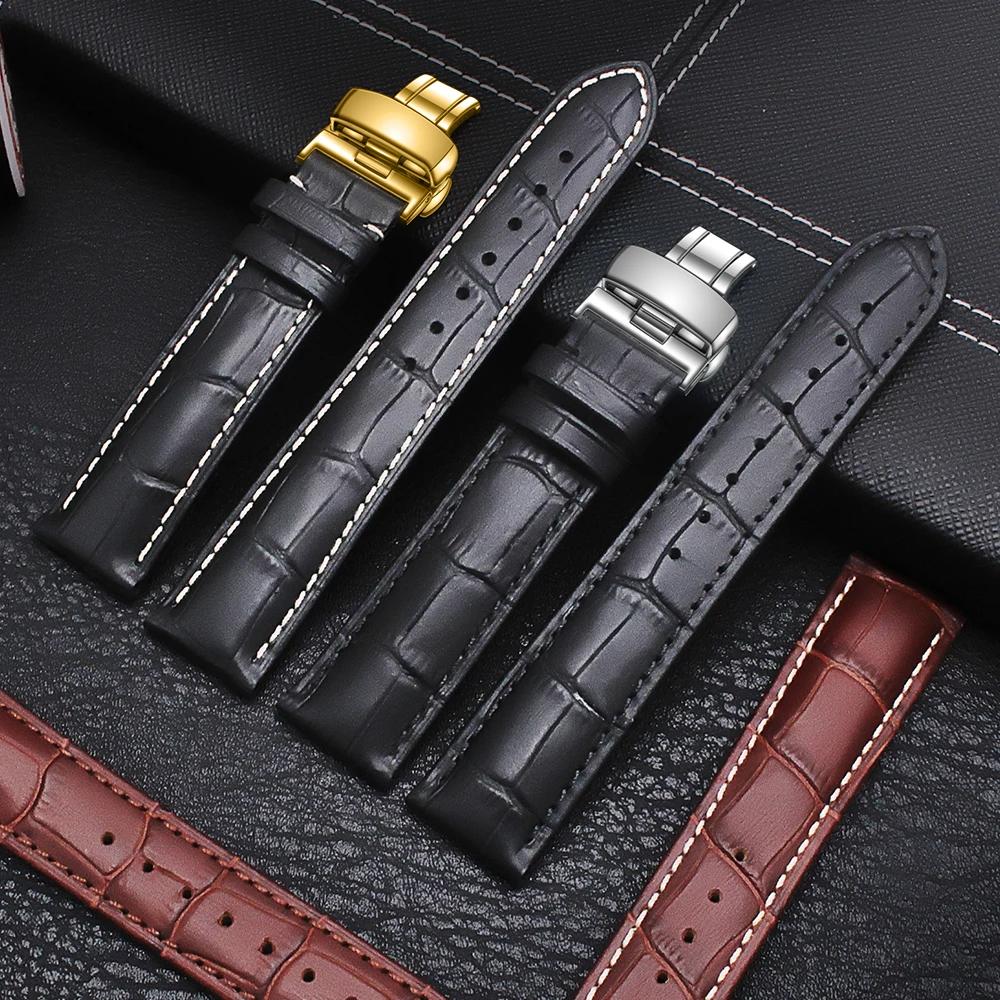 SEURE Watchband 12mm 18mm 19mm 20mm 21mm 22mm 24mm Calf Genuine Leather Watch Bands Alligator Grain Watch Strap Suit for Tissot