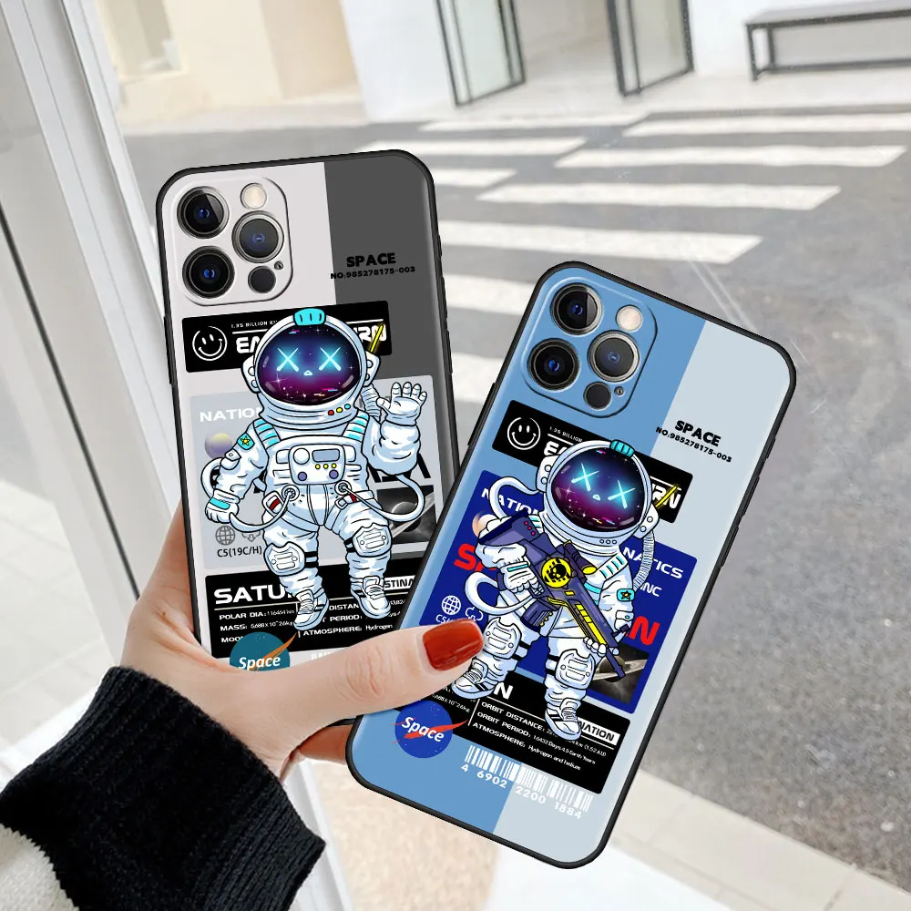 

Case For Apple iPhone 13 Pro Max 12 Mini 11 Fashion Cool Astronaut Phone Cover X XS XR SE 2020 7 8 Plus 6 6S 5 5S TPU Soft Funda
