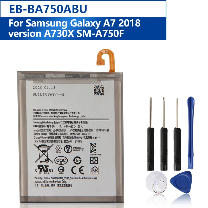 

Replacement Battery EB-BA750ABU For Samsung Galaxy 2018 version A7 SM-A730x A730x SM-A750F A10 Phone Battery 3300mAh