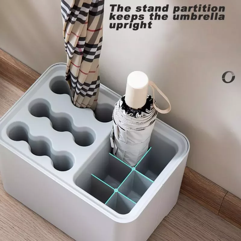 

2021 New 15 Slots Umbrella Storage Rack With Drain Tray Umbrella Basket Organizer Non-Slip Floor Umbrella Stand For Home Office