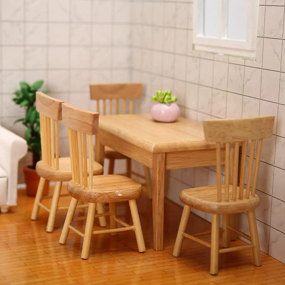 

9 Styles Miniature 1/12 Dollhouse Mini Simulation chair Doll House Decoration Table Furniture Toys Wooden Table