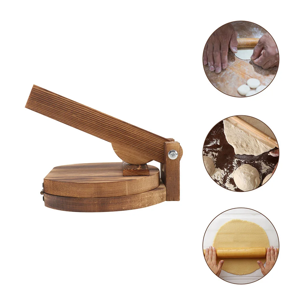

Dumpling Press Presser Tortilla Skin Maker Dough Wood Machine Tool Wooden Pressing Gordita Wrapper Roti Hardwood Roller Making