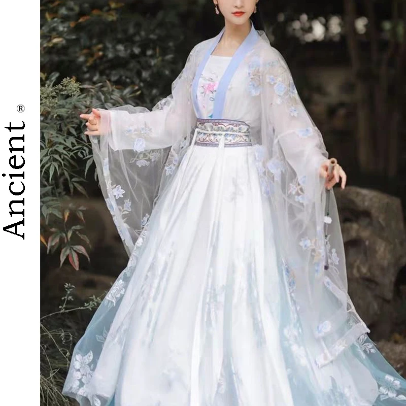 

Деликатная вышивка в китайском стиле Hanfu, косплей династии Тан, улучшение традиционной одежды, народные танцевальные костюмы, женский модны...