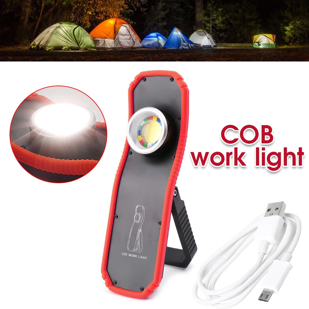 

2021 Hot Portable Spotlight Working Light Rechargeable LED COB Camping Work Inspection Light Lamp Hand Hook Clip Torch Magnetic