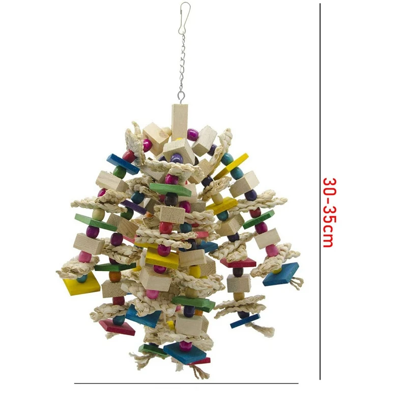 

4X Large Parrot Chewing Toy - Bird Parrot Blocks Knots Tearing Toy Bird Cage Bite Toy For African Grey Macaws Cockatoos