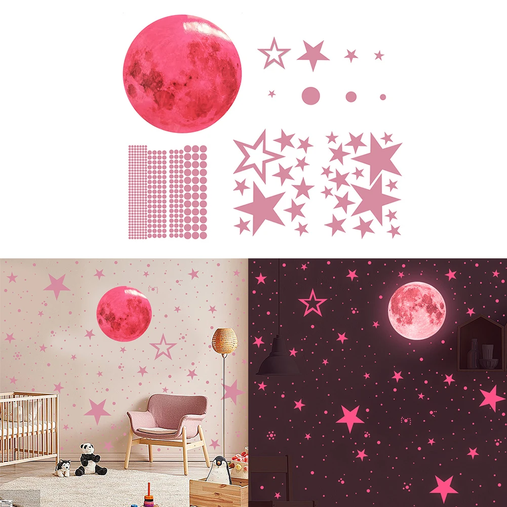

Colorful Moon Luminous Wall Stickers DIY Wall decoration set For Kids Room Bedroom Ceiling Art Decals Home In The Dark Stickerss