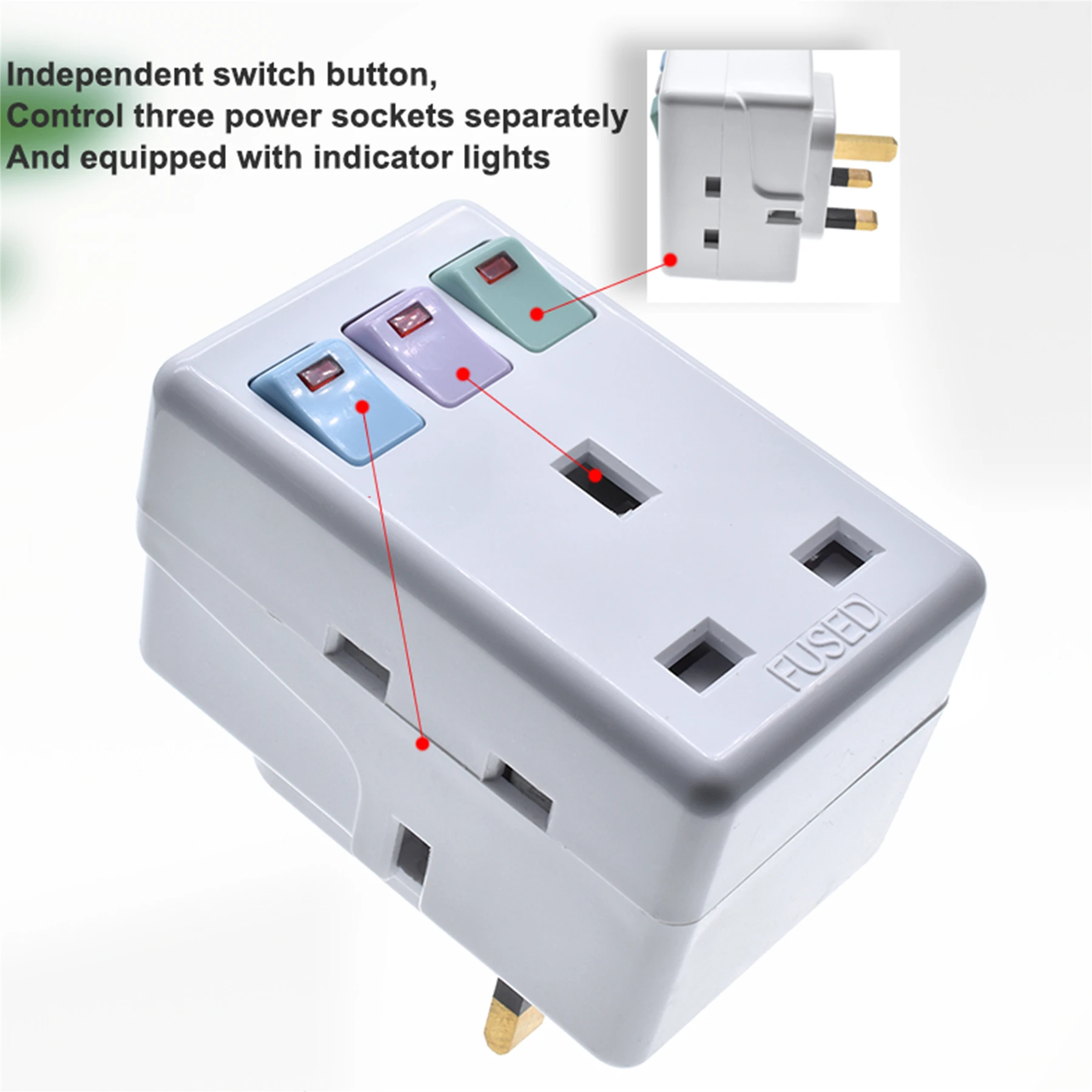 Британская вилка 250V13A портативный многофункциональный адаптер переменного тока