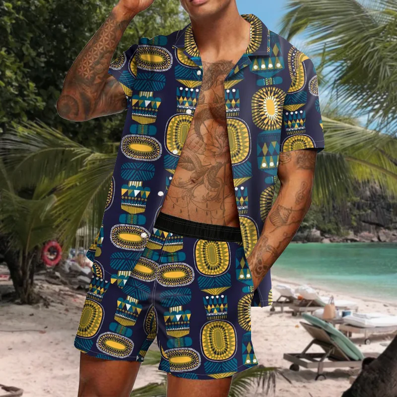 

Men's Tracksuit Casual Summer Beach Short Sleeve Shirt and shorts Suit Vacation Hawaiian two-Piece Set Male Clothing Streetwear