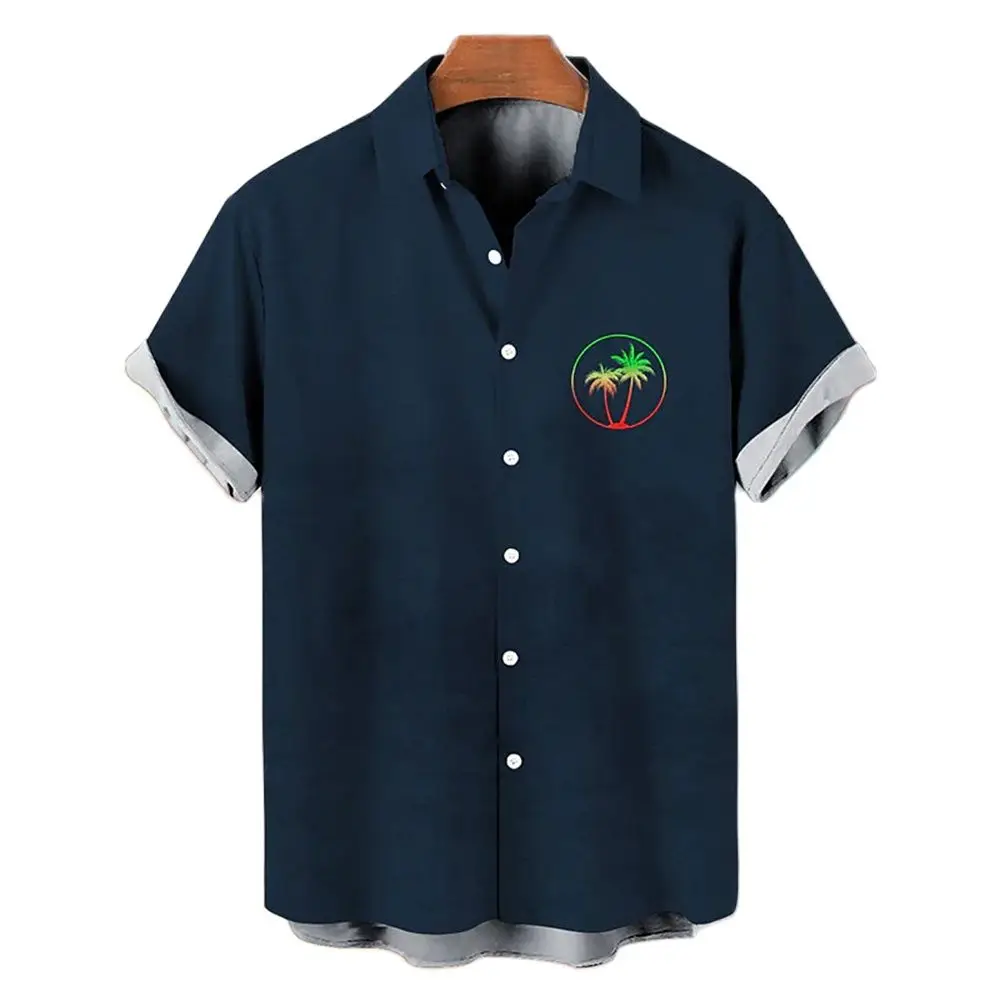 Summer Hawaiian Short Sleeve Shirt Men's 3D Coconut Tree Print Chiffon Shirt Casual Holiday Oversized T-shirt Men's Clothing 5XL